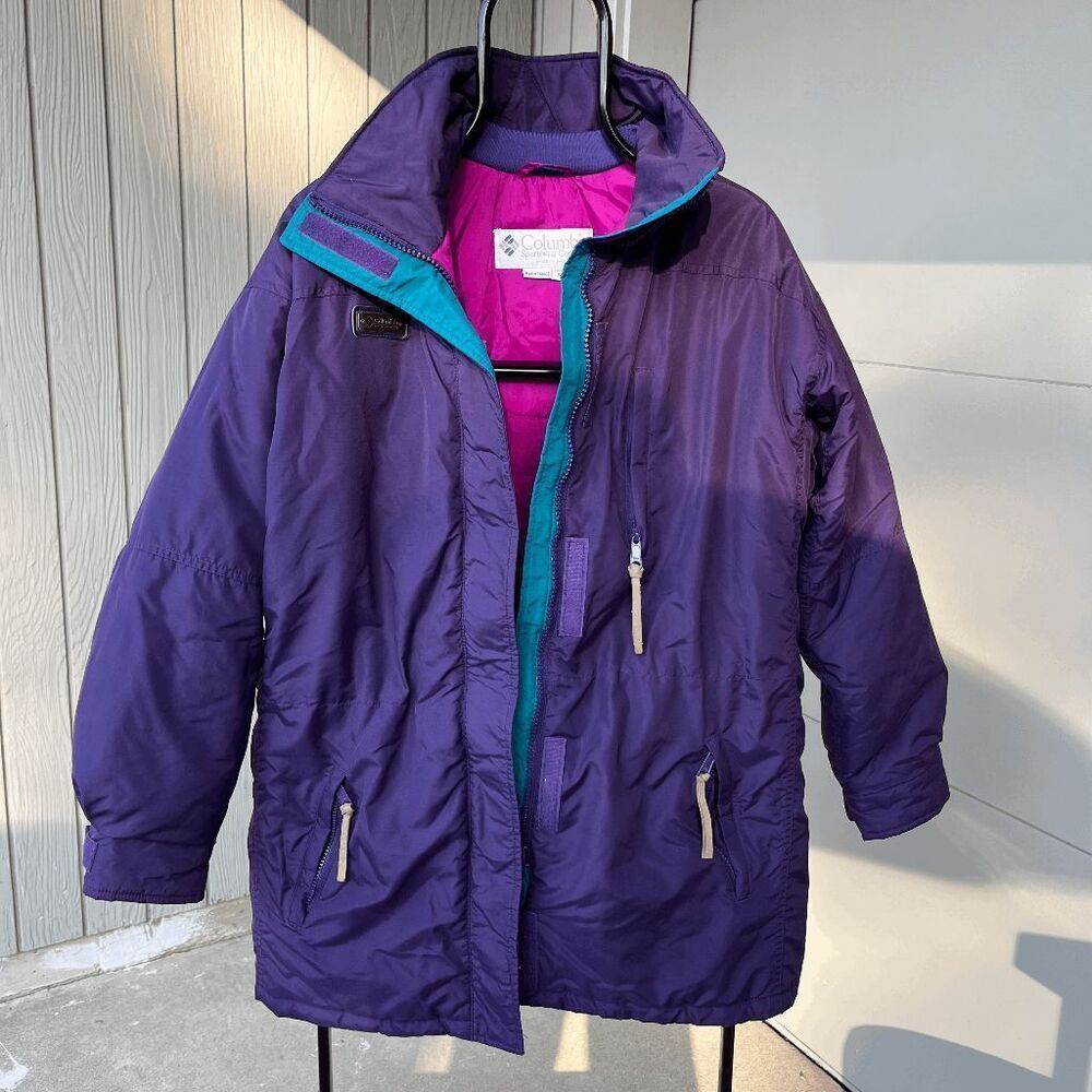 Vintage 90s Columbia Sportswear Radial Sleeve Coat - Colorblock Purple/Teal Wome